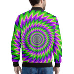 Green Spiral Moving Optical Illusion Men's Bomber Jacket