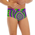 Green Spiral Moving Optical Illusion Men's Briefs