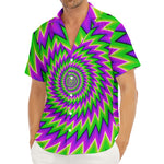 Green Spiral Moving Optical Illusion Men's Deep V-Neck Shirt