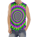 Green Spiral Moving Optical Illusion Men's Fitness Tank Top