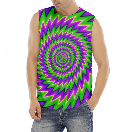 Green Spiral Moving Optical Illusion Men's Fitness Tank Top