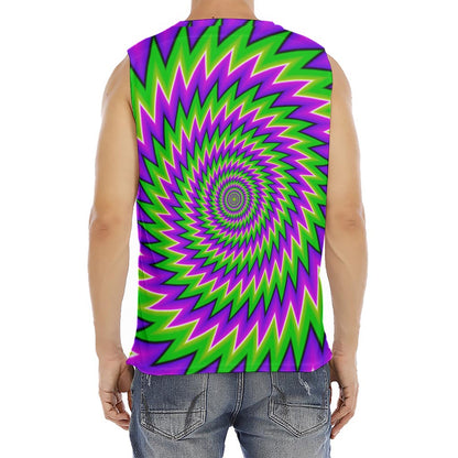 Green Spiral Moving Optical Illusion Men's Fitness Tank Top