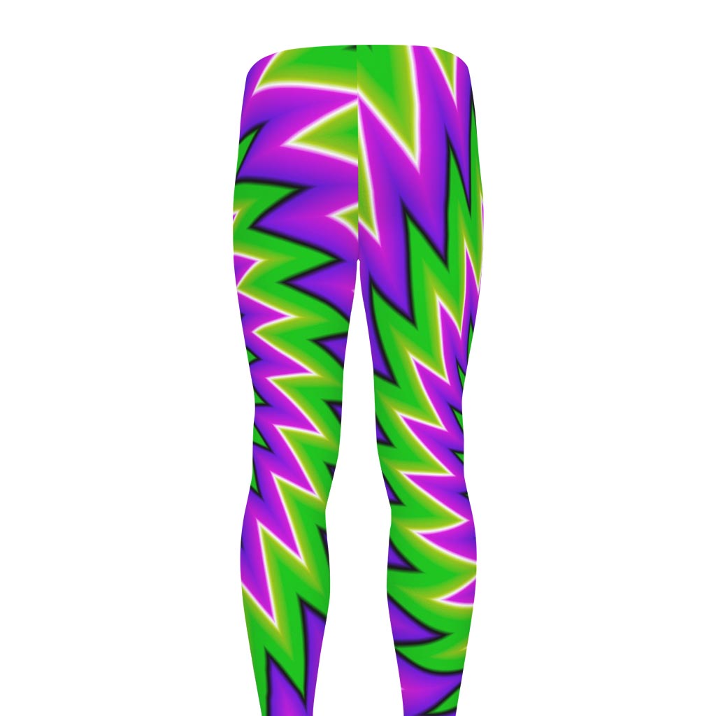 Green Spiral Moving Optical Illusion Men's leggings