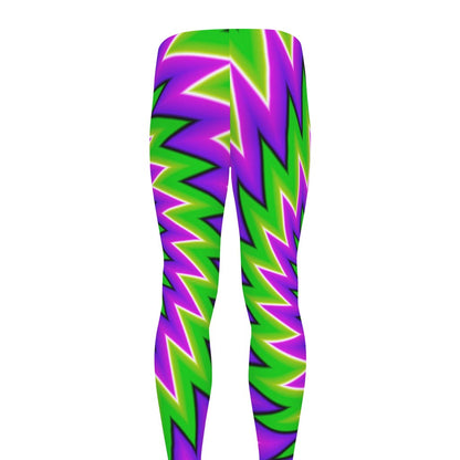 Green Spiral Moving Optical Illusion Men's leggings
