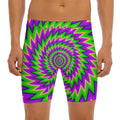 Green Spiral Moving Optical Illusion Men's Long Boxer Briefs