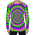 Green Spiral Moving Optical Illusion Men's Long Sleeve T-Shirt
