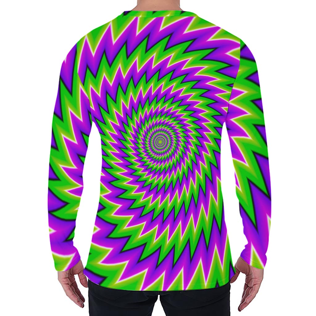 Green Spiral Moving Optical Illusion Men's Long Sleeve T-Shirt