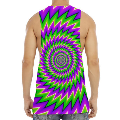 Green Spiral Moving Optical Illusion Men's Muscle Tank Top