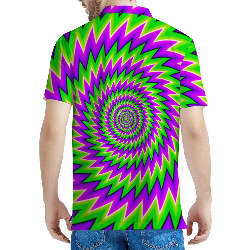 Green Spiral Moving Optical Illusion Men's Polo Shirt