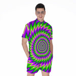 Green Spiral Moving Optical Illusion Men's Rompers