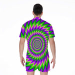 Green Spiral Moving Optical Illusion Men's Rompers