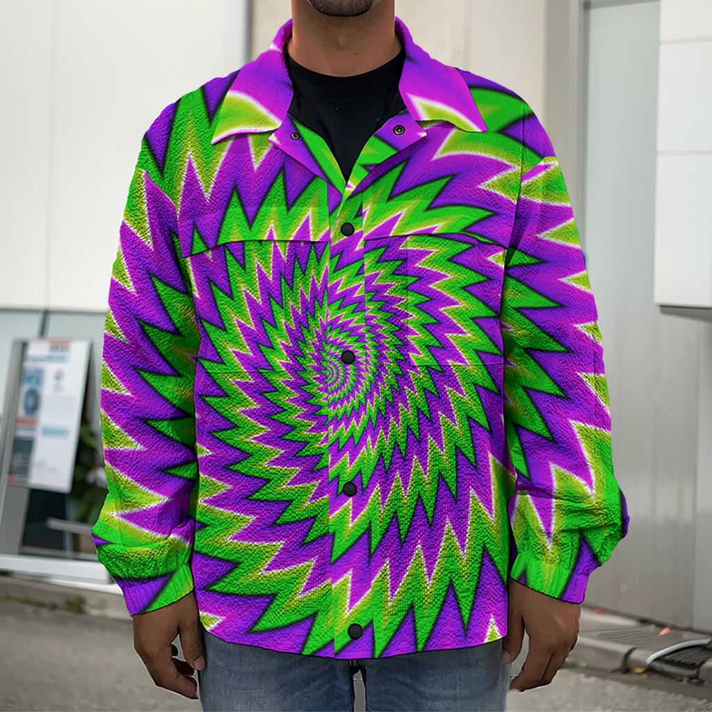 Green Spiral Moving Optical Illusion Men's Shirt Jacket