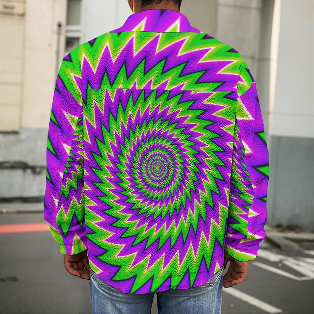 Green Spiral Moving Optical Illusion Men's Shirt Jacket