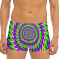 Green Spiral Moving Optical Illusion Men's Short Boxer Briefs