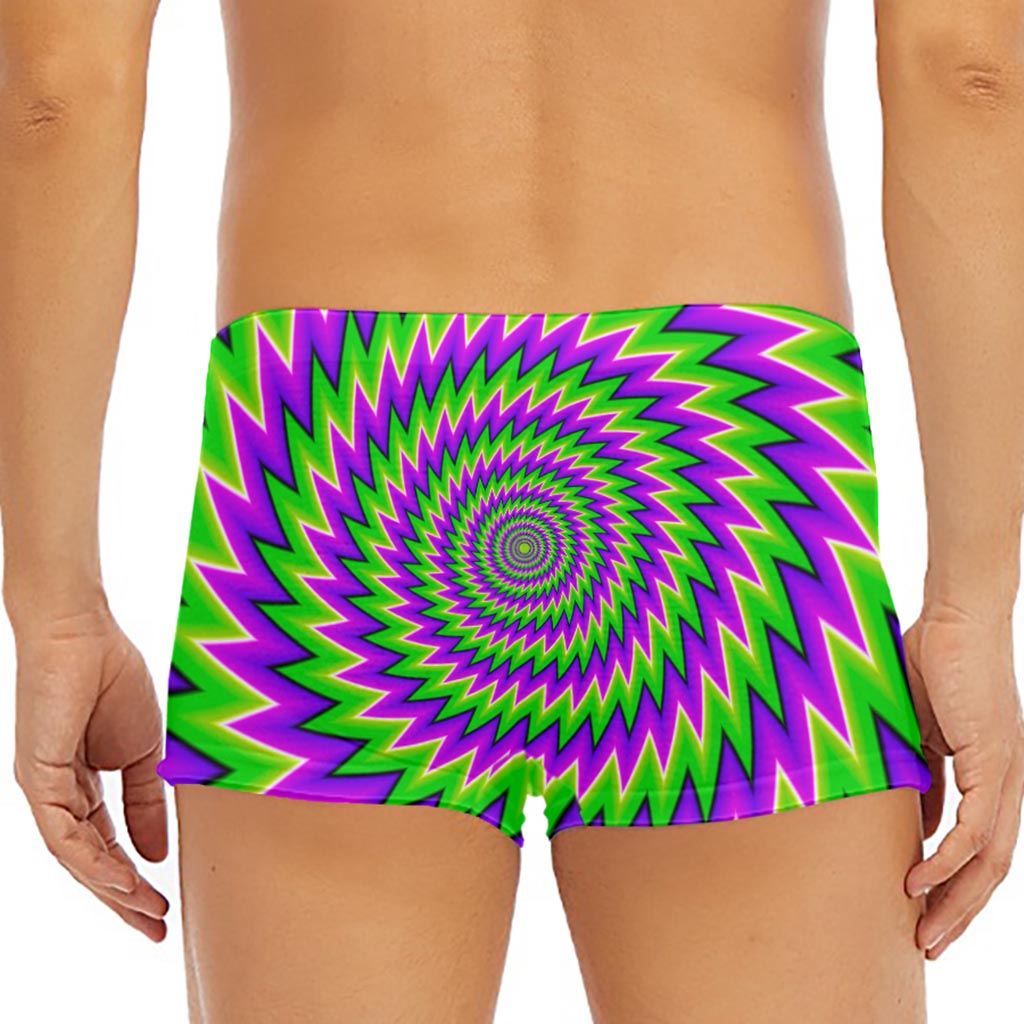 Green Spiral Moving Optical Illusion Men's Short Boxer Briefs