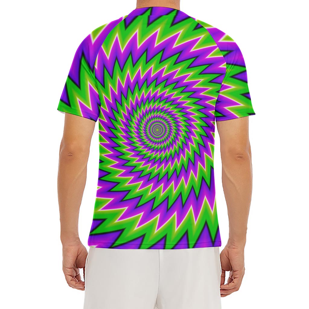 Green Spiral Moving Optical Illusion Men's Short Sleeve Rash Guard
