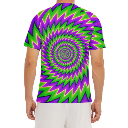 Green Spiral Moving Optical Illusion Men's Short Sleeve Rash Guard