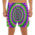 Green Spiral Moving Optical Illusion Men's Split Running Shorts