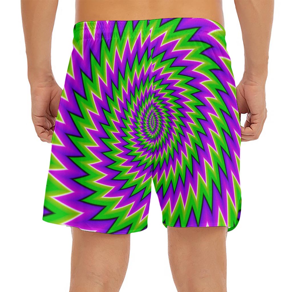 Green Spiral Moving Optical Illusion Men's Split Running Shorts