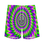 Green Spiral Moving Optical Illusion Men's Sports Shorts