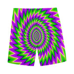 Green Spiral Moving Optical Illusion Men's Sports Shorts