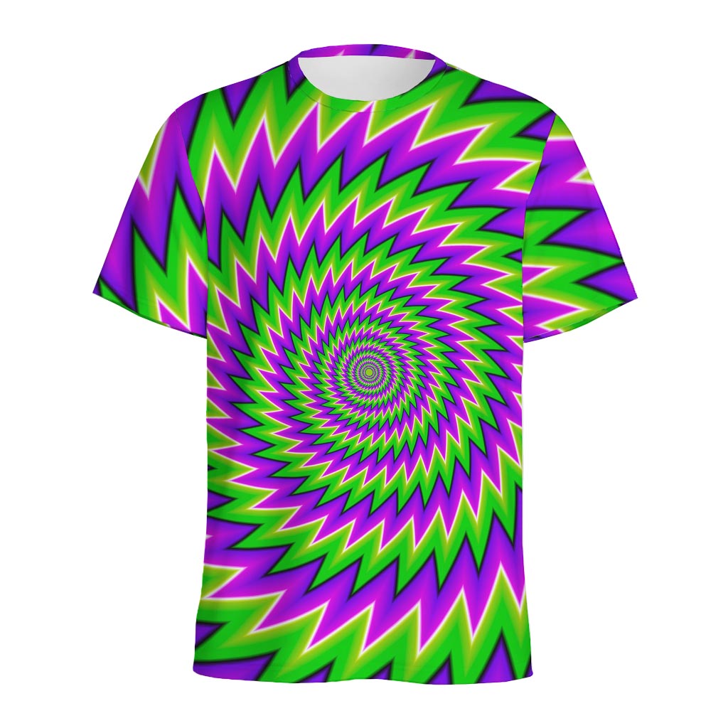 Green Spiral Moving Optical Illusion Men's Sports T-Shirt