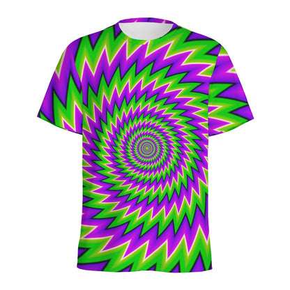 Green Spiral Moving Optical Illusion Men's Sports T-Shirt