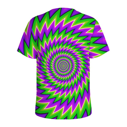 Green Spiral Moving Optical Illusion Men's Sports T-Shirt