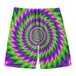 Green Spiral Moving Optical Illusion Men's Swim Trunks