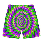 Green Spiral Moving Optical Illusion Men's Swim Trunks
