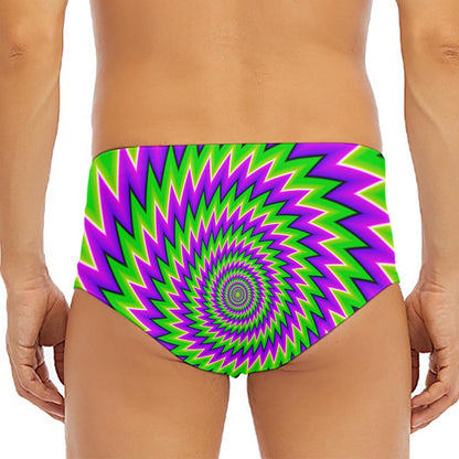 Green Spiral Moving Optical Illusion Men's Triangle Swim Briefs