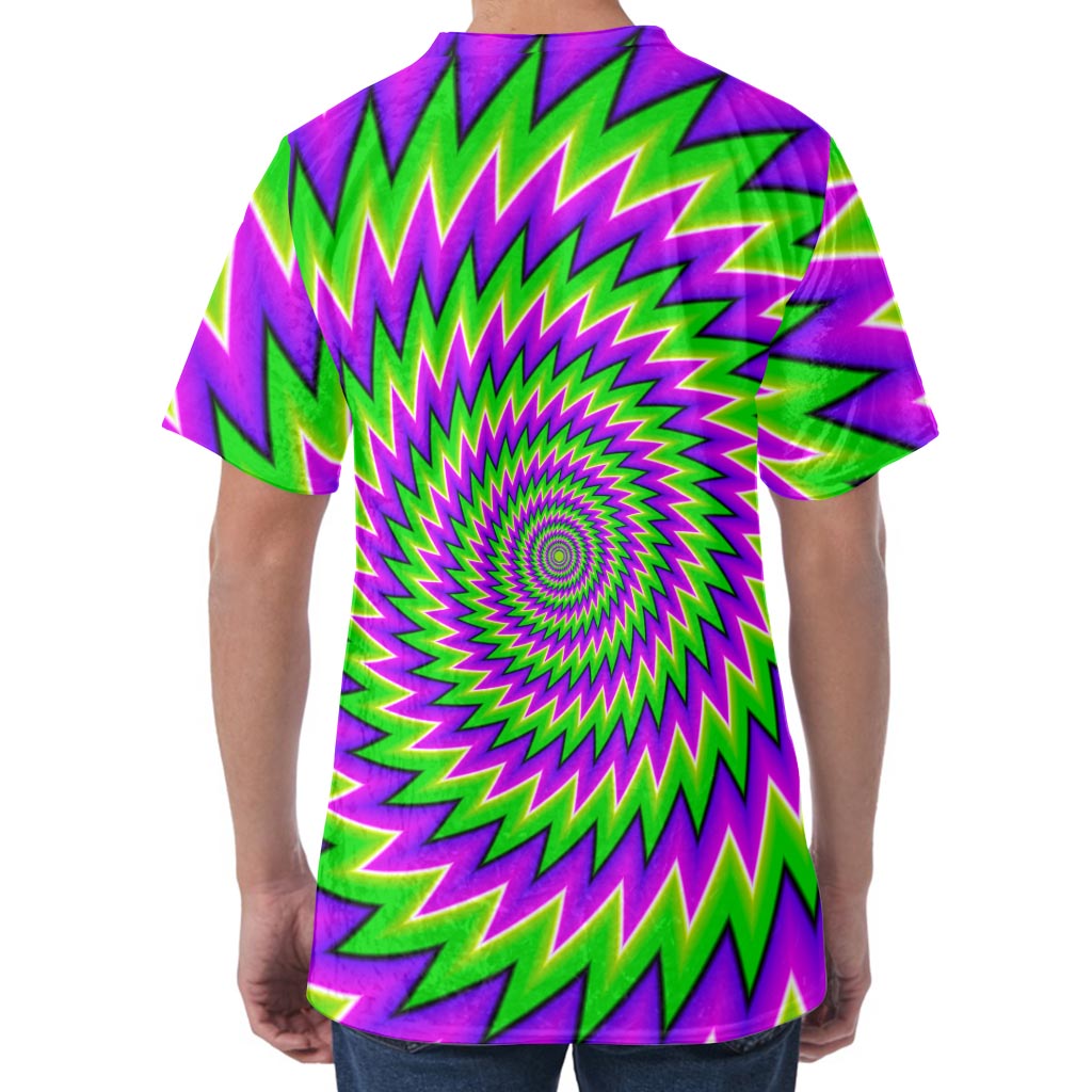 Green Spiral Moving Optical Illusion Men's Velvet T-Shirt