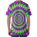 Green Spiral Moving Optical Illusion Men's Velvet T-Shirt