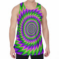 Green Spiral Moving Optical Illusion Men's Velvet Tank Top