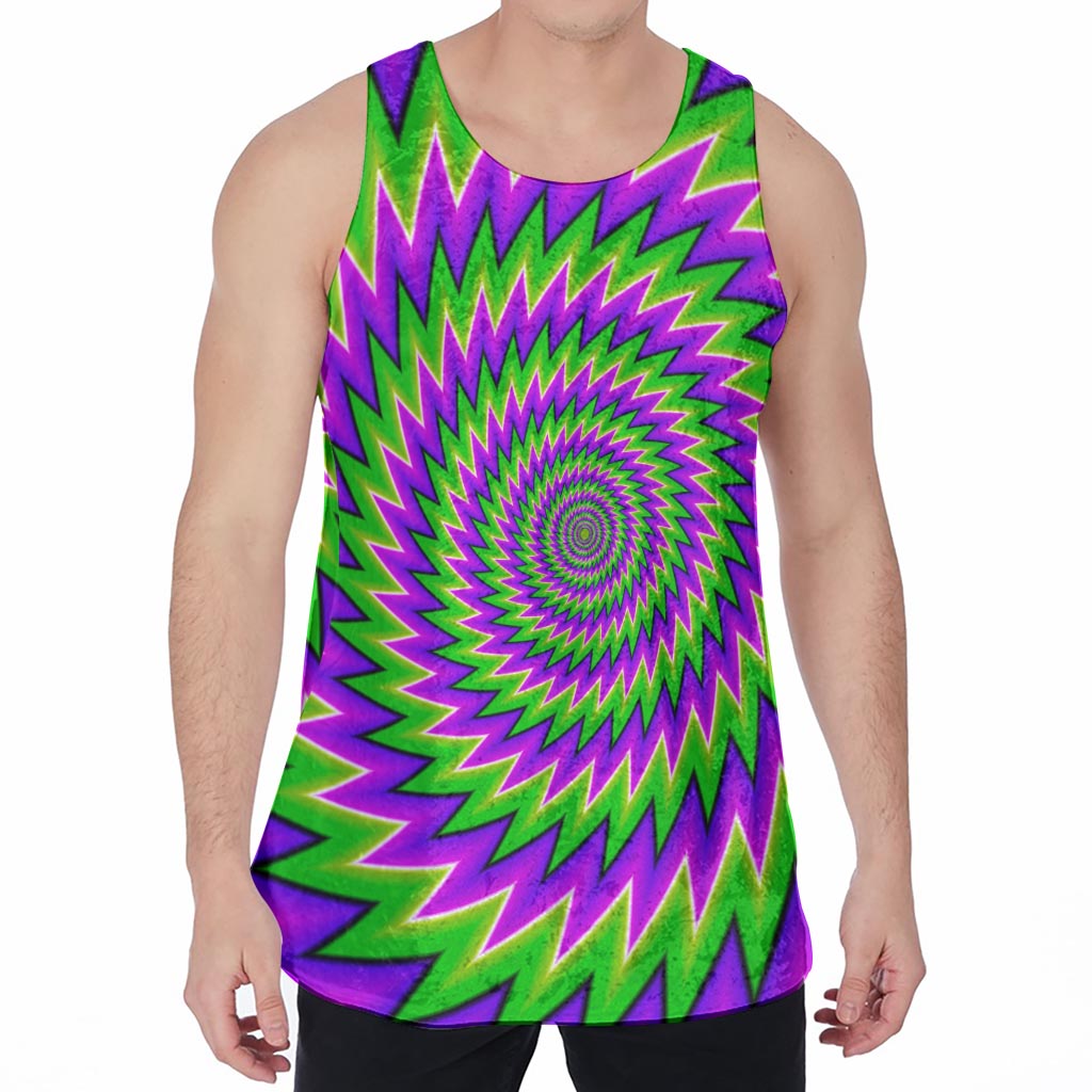 Green Spiral Moving Optical Illusion Men's Velvet Tank Top