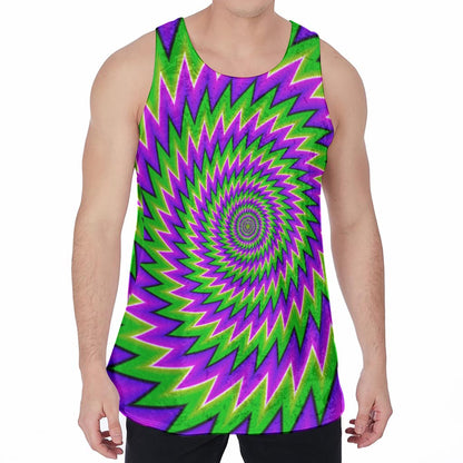 Green Spiral Moving Optical Illusion Men's Velvet Tank Top