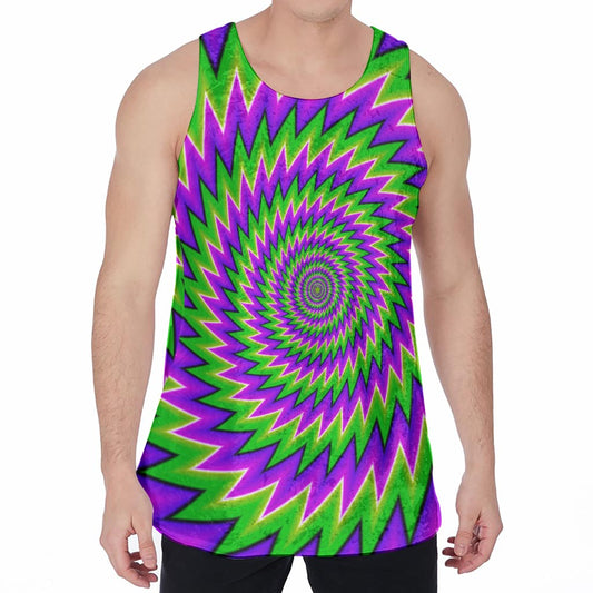 Green Spiral Moving Optical Illusion Men's Velvet Tank Top