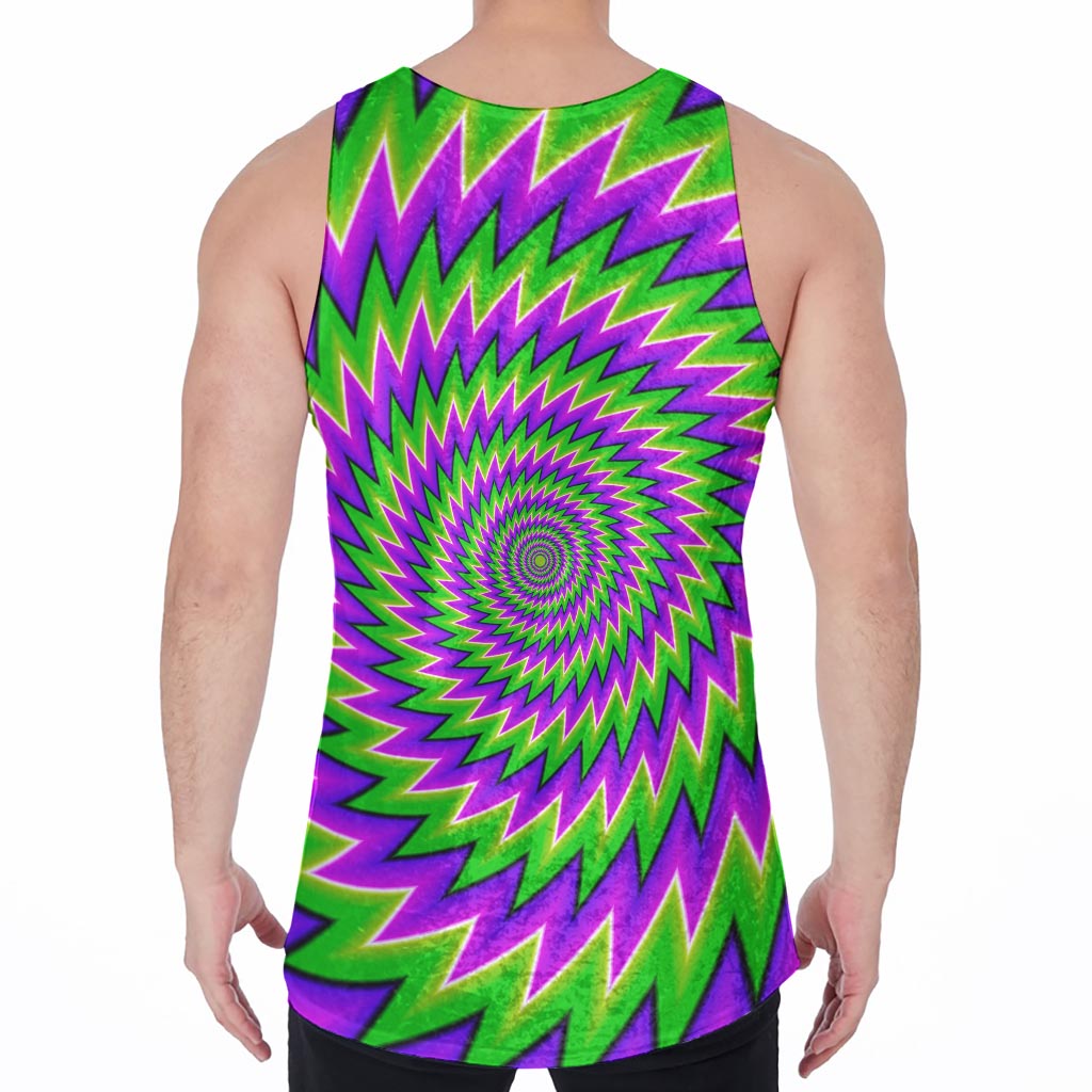 Green Spiral Moving Optical Illusion Men's Velvet Tank Top
