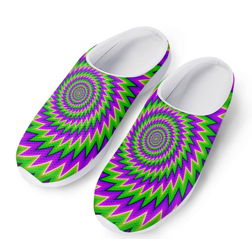 Green Spiral Moving Optical Illusion Mesh Casual Shoes