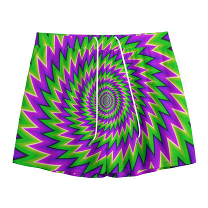 Green Spiral Moving Optical Illusion Mesh Shorts