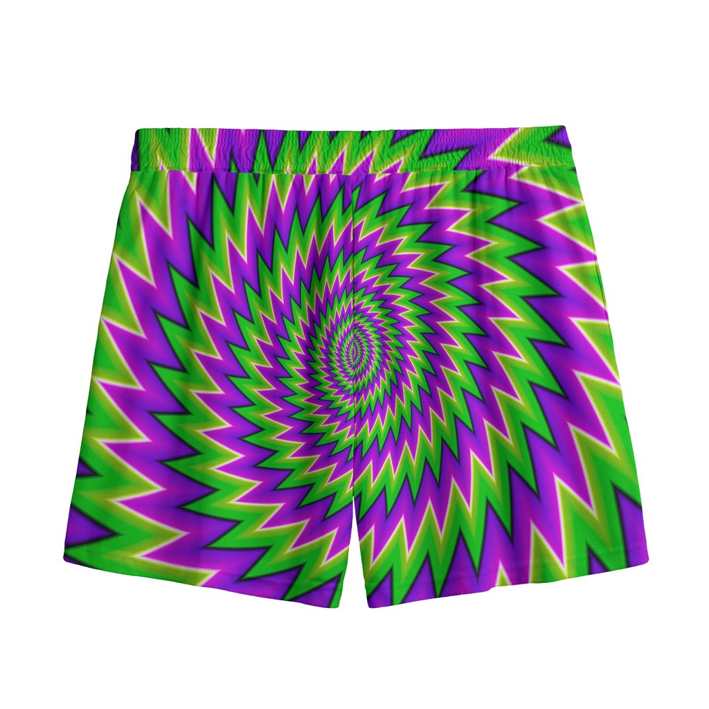Green Spiral Moving Optical Illusion Mesh Shorts