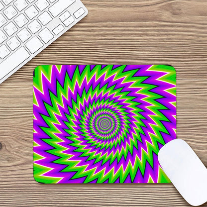 Green Spiral Moving Optical Illusion Mouse Pad