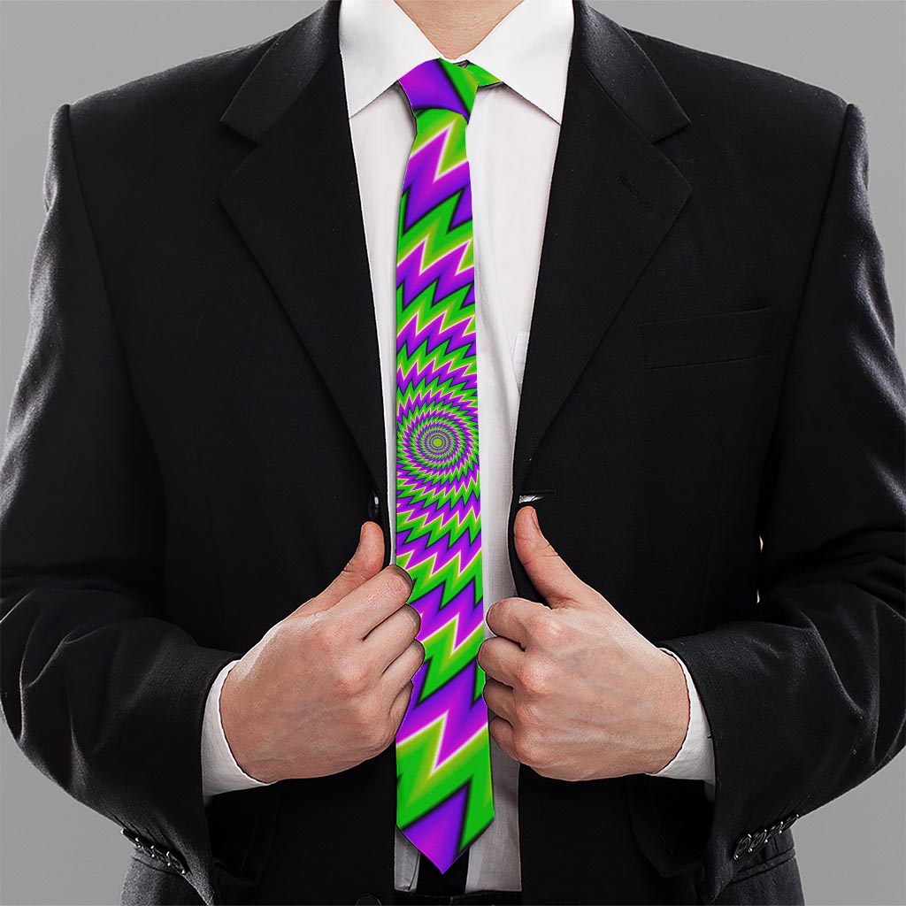 Green Spiral Moving Optical Illusion Necktie