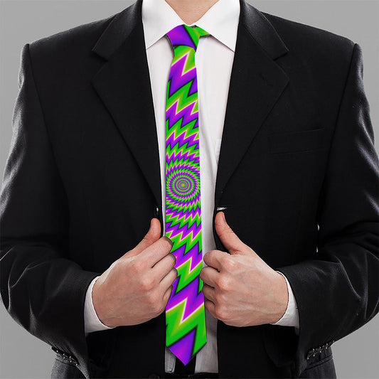 Green Spiral Moving Optical Illusion Necktie