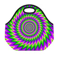 Green Spiral Moving Optical Illusion Neoprene Lunch Bag