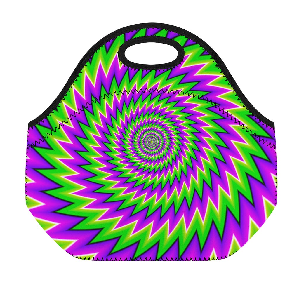 Green Spiral Moving Optical Illusion Neoprene Lunch Bag