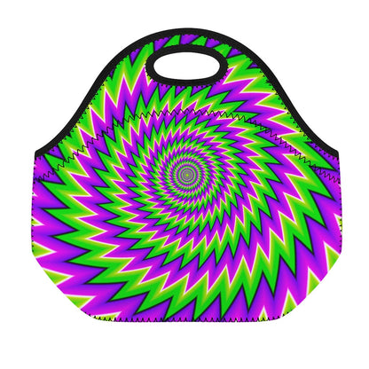 Green Spiral Moving Optical Illusion Neoprene Lunch Bag