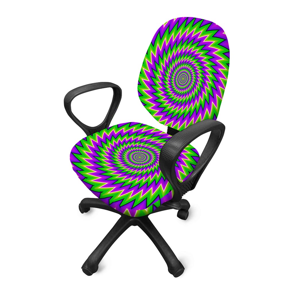 Green Spiral Moving Optical Illusion Office Chair Cover