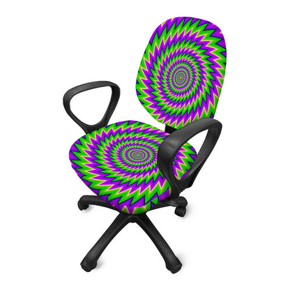 Green Spiral Moving Optical Illusion Office Chair Cover