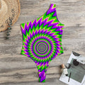 Green Spiral Moving Optical Illusion One Shoulder Bodysuit